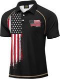 Men's Short Sleeve Golf Shirt 1776 USA Flag Polo - Moisture Wicking