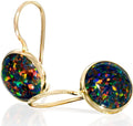 14K Gold Gemstone Drop Earrings - Dainty Black Opal Dangle
