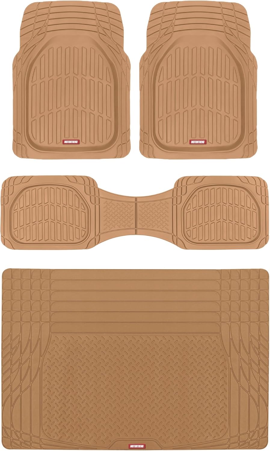Motor Trend FlexTough Heavy Duty Rubber Car Floor Mats Set