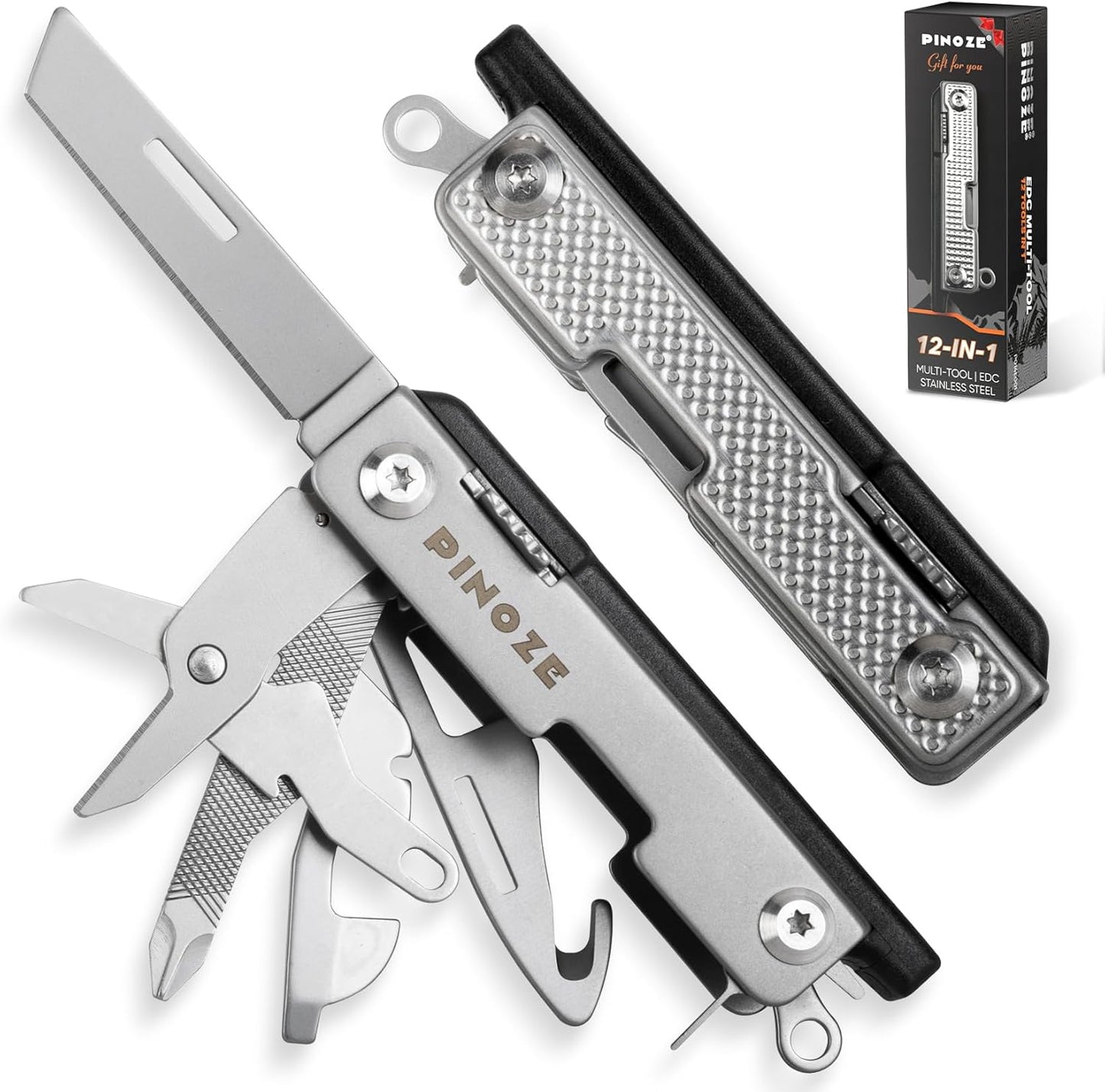 Pinoze 12-in-1 Mini Multitool Knife - Ultimate Camping Companion!