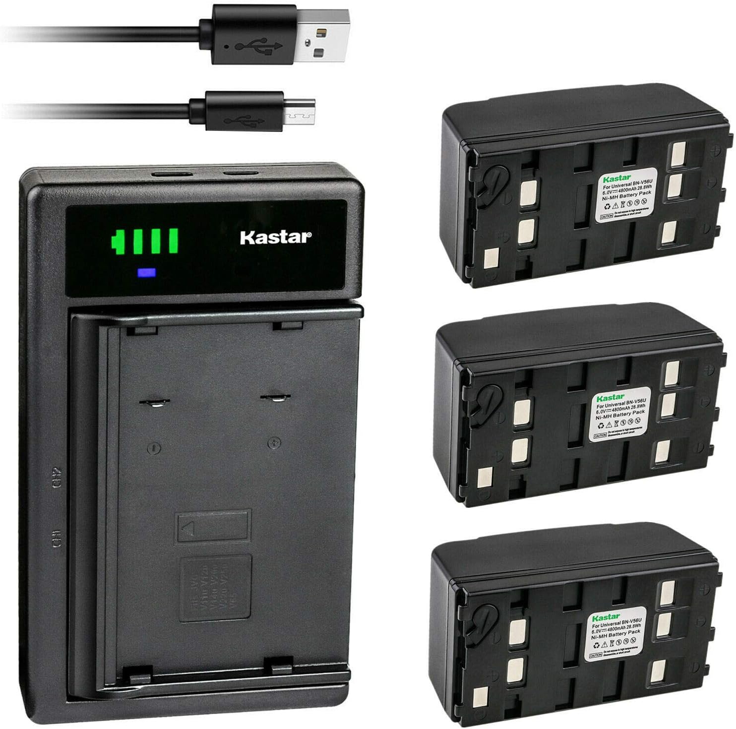 Kastar 3-Pack Battery and Smart USB Charger for Panasonic Devices