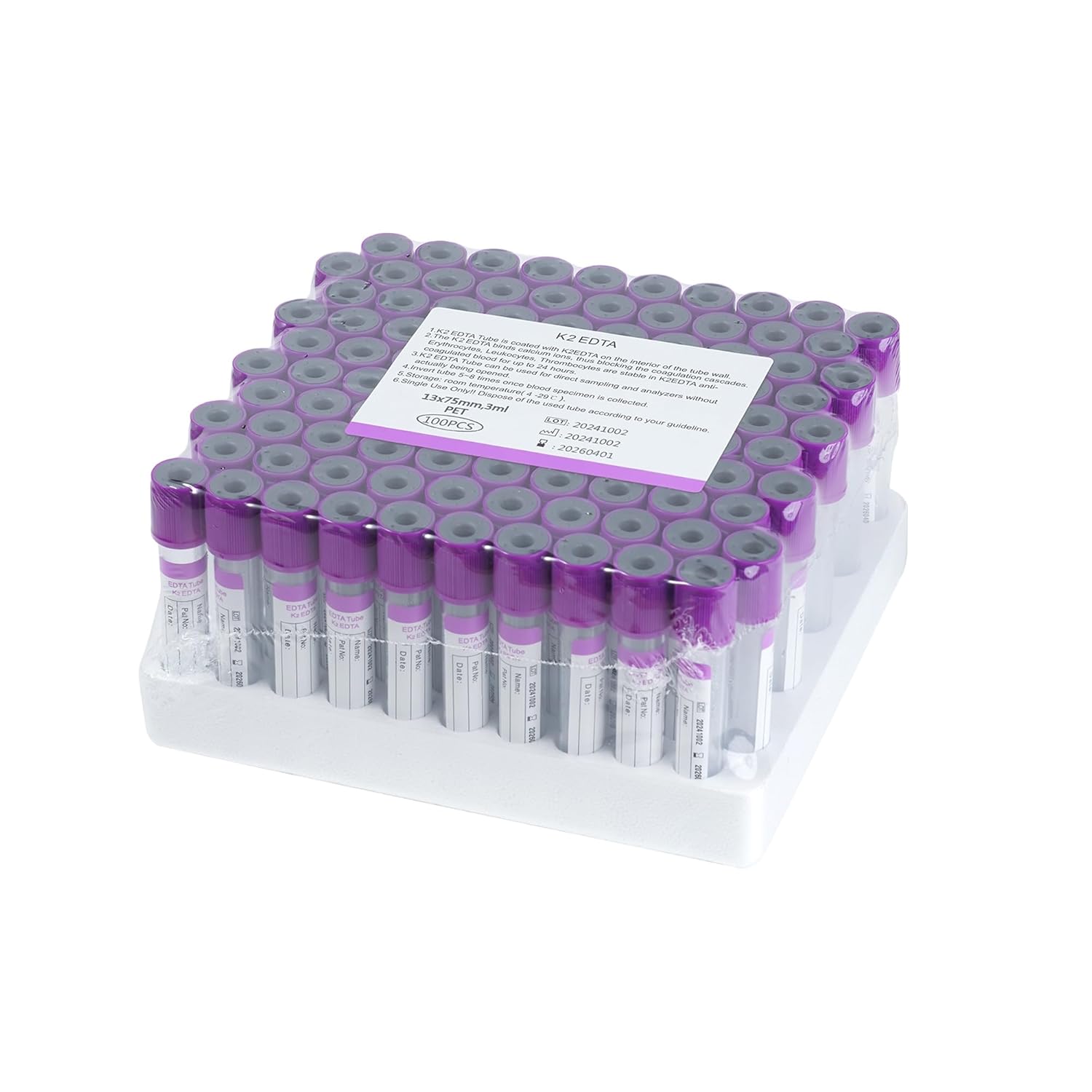 Vacutainer Blood Collection Tubes for Pet Animals 100 Pcs
