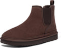 Athlefit Men's Winter Snow Boots Suede Chelsea Boots - Warm, Anti-Slip