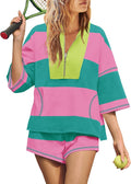 Striped 2 Piece Summer Workout Set Women - Comfortable Lounge Match