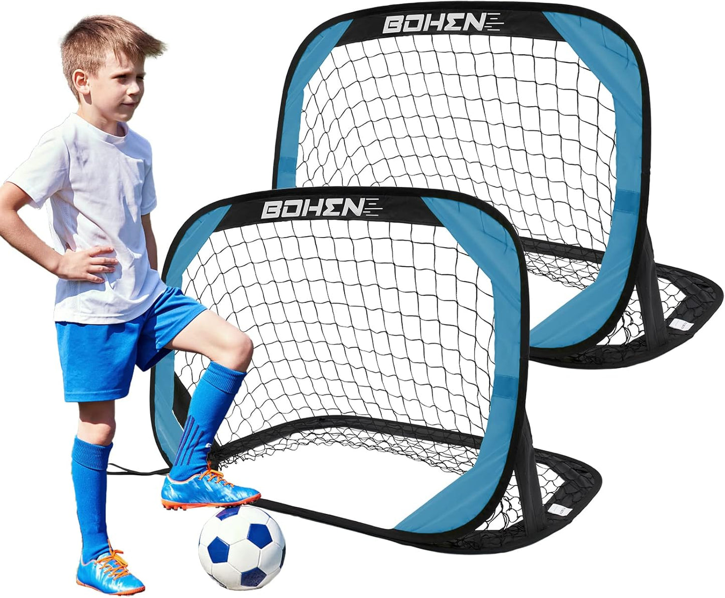 BOHEN Pop Up Soccer Goals for Kids - Portable Soccer Net Fun