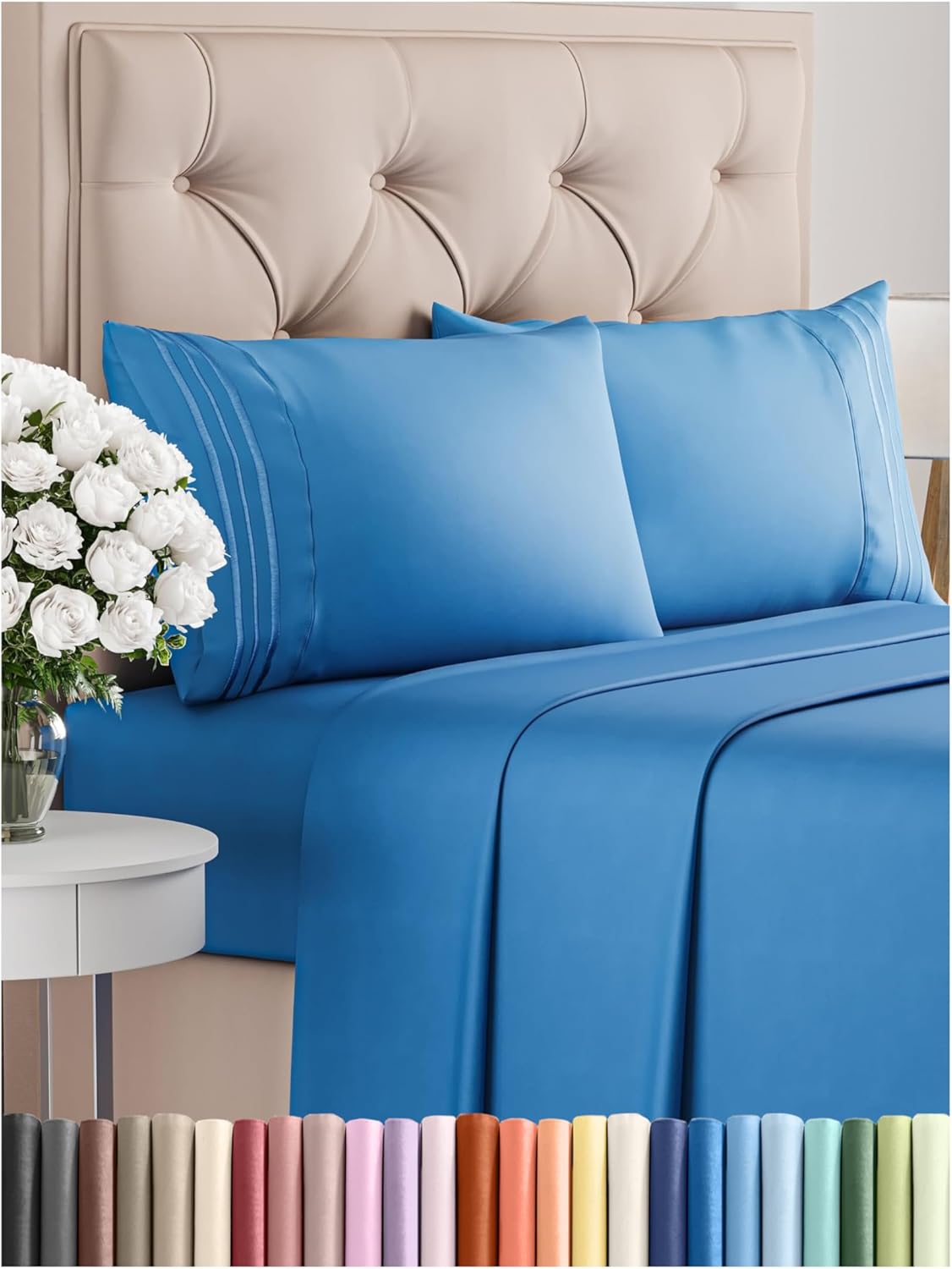 King Size 4 Piece Sheet Set - Soft, Cooling, and Deep Pocketed