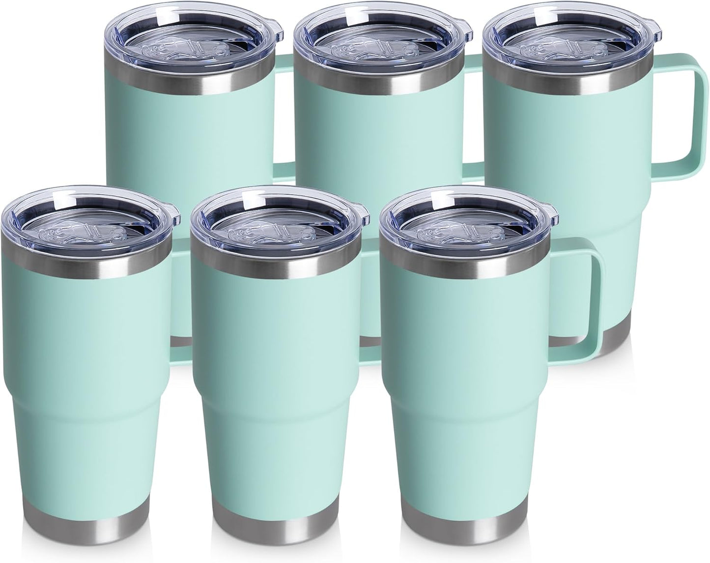 20oz Stainless Steel Tumbler Bulk Set with Handle - Mint Green