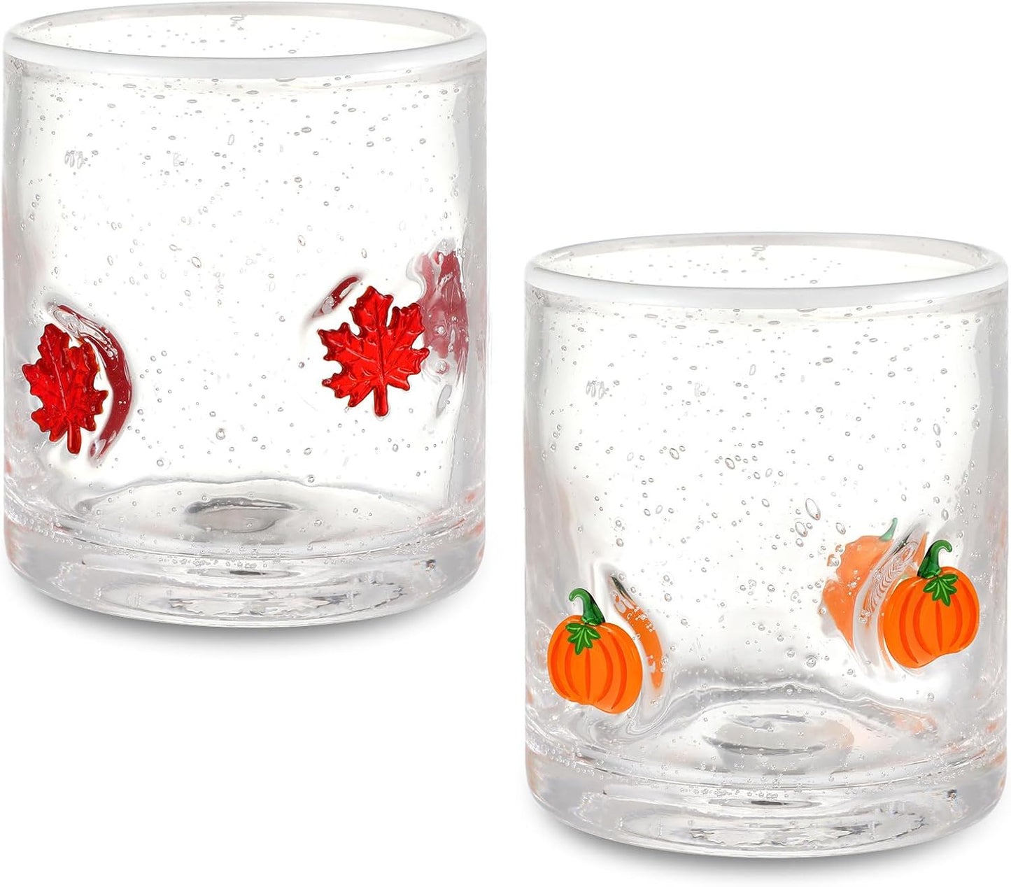 Mimorou 2 Pcs Fall Icon Juice Glass Set for Autumn Parties