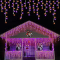 Orange and Purple Halloween Icicle Lights 66ft 800 LED - Connectable
