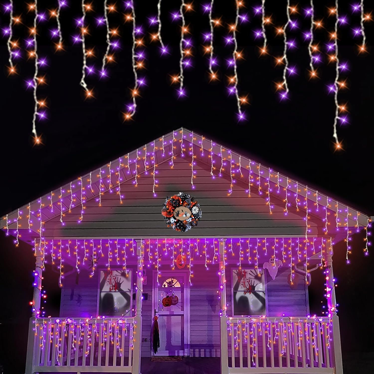 Connectable Orange and Purple Halloween Lights for Spooky Decor