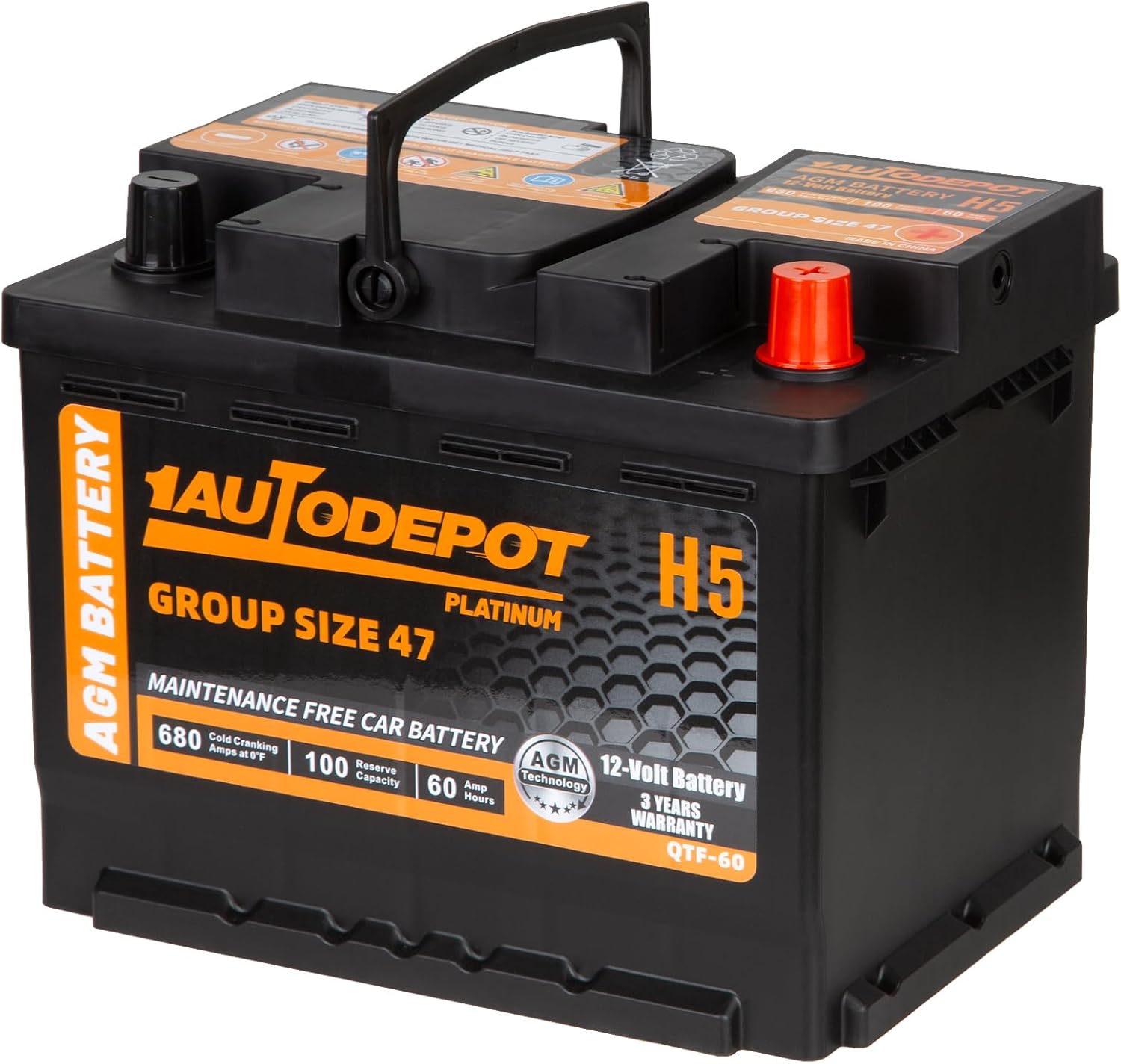 1AUTODEPOT Premium AGM Car Battery - Strong Power & Maintenance-Free!