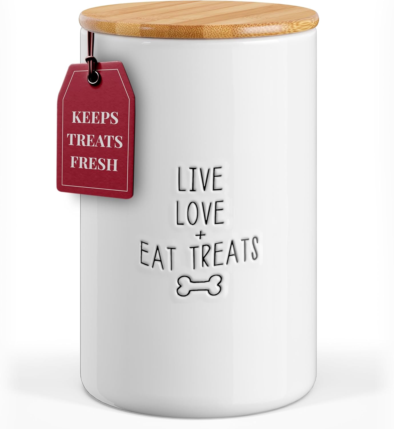 Large Dog Treat Container Airtight Rustic Ceramic Storage Jar