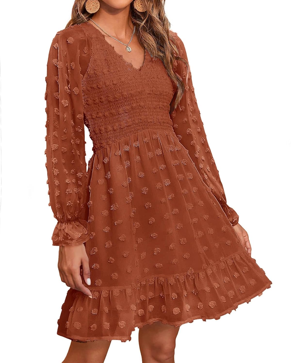 BTFBM Long Sleeve Fall Dresses for Women with Ruffle Cuffs