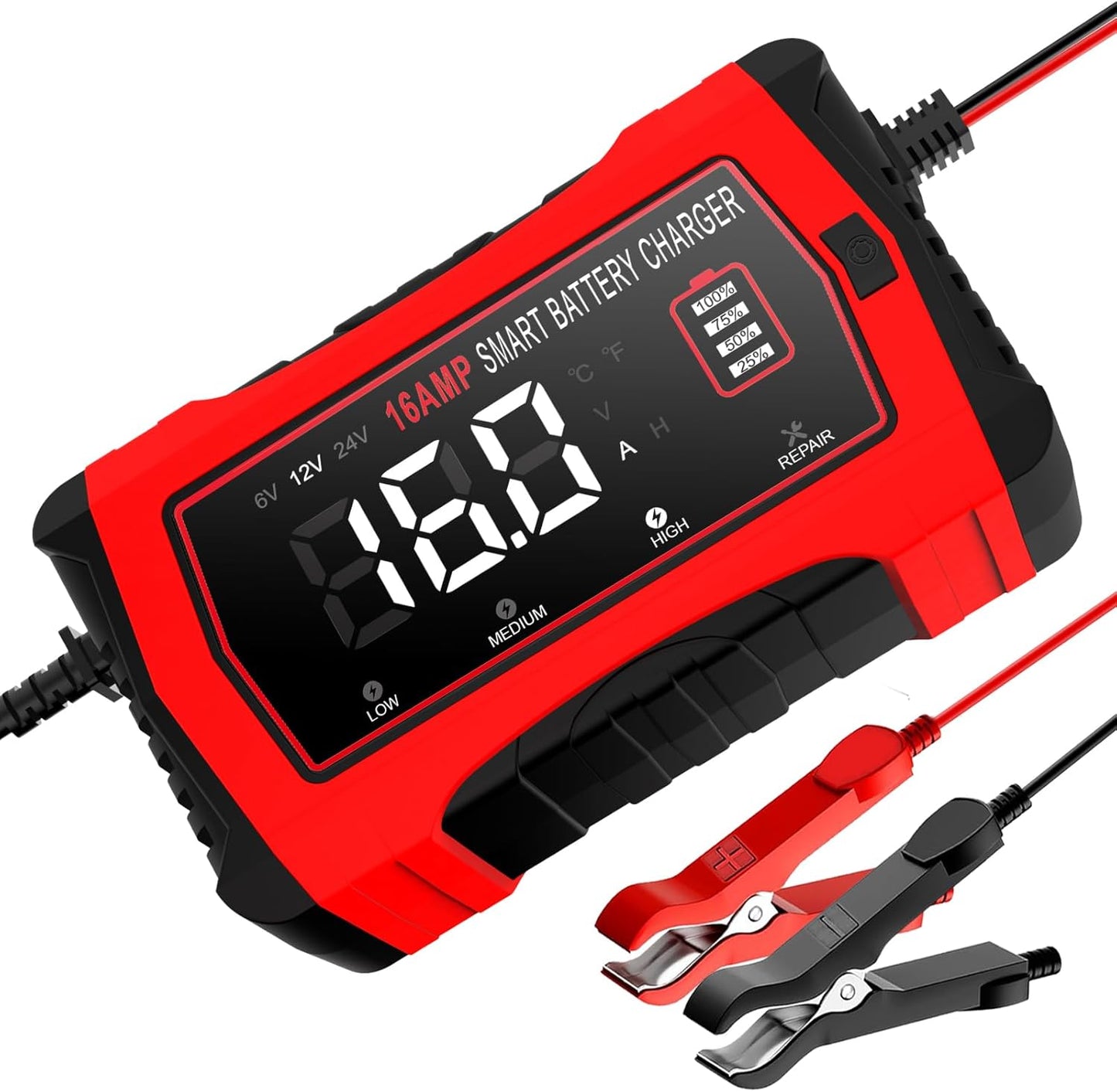 Smart 16-Amp Car Battery Charger by Aorika