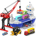 CUTE STONE 2-in-1 Toy Boat & Tower Crane Playset - Interactive Cargo