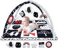 Black and White Baby Gym Play Mat with 6 Toys - High Contrast Tummy