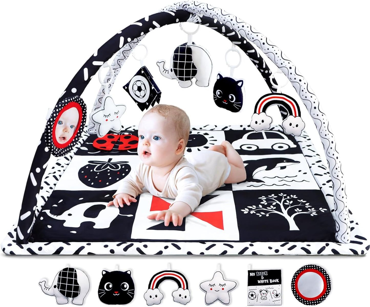 Black and White Baby Gym Play Mat for Sensory Development