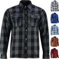Men's Motorcycle Plaid Flannel Shirt with Removable Armor - Water