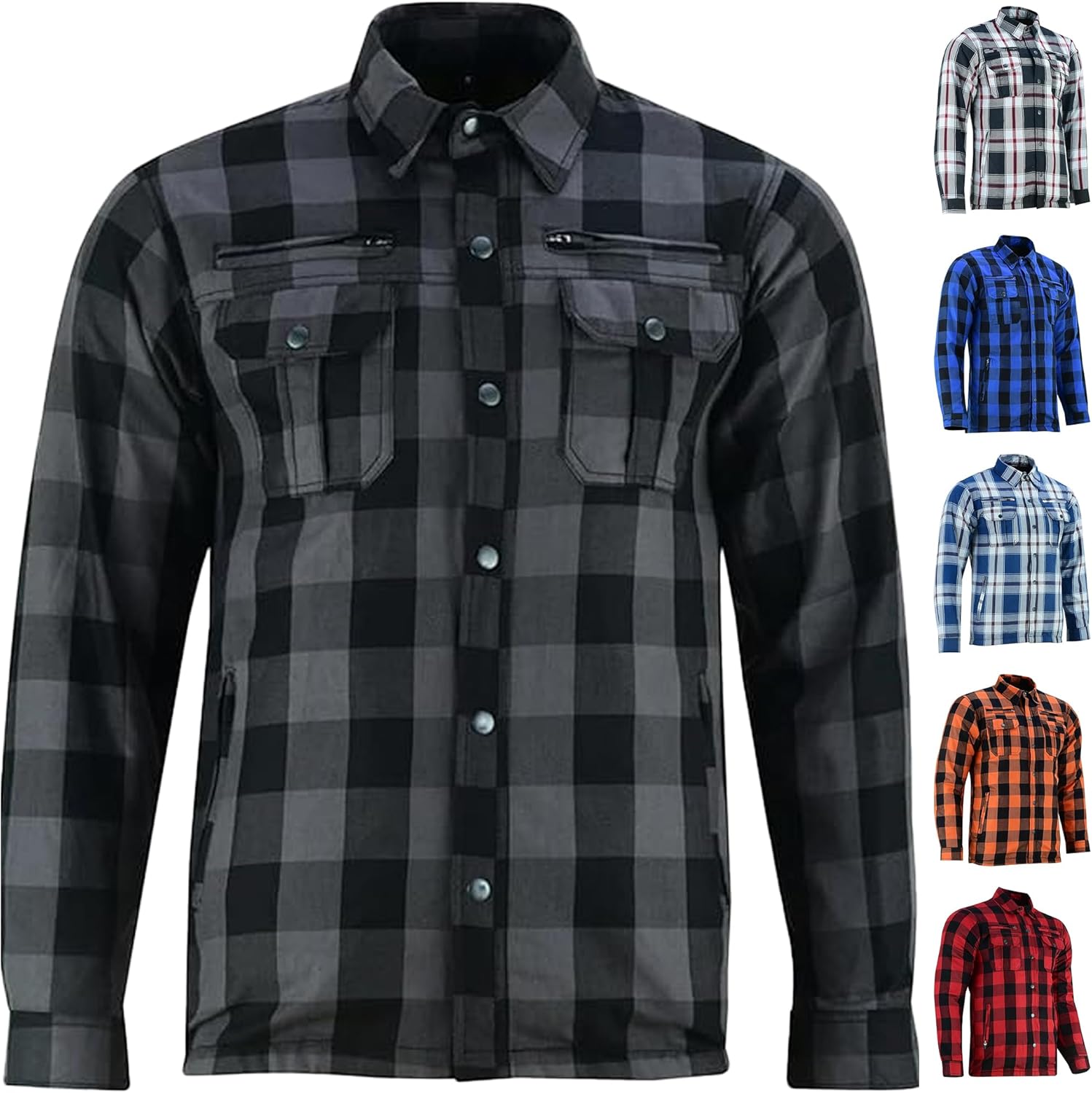 Daniel Smart Motorcycle Shirt for Men - Plaid Biker Flannel Jacket
