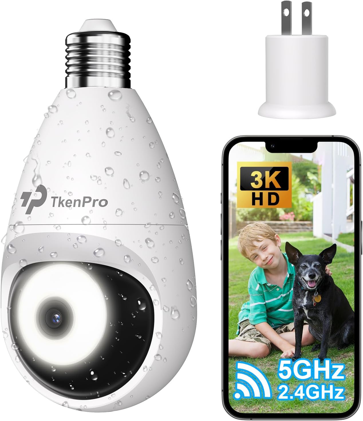 3K Light Bulb Security Cameras Wireless Outdoor for Home Use