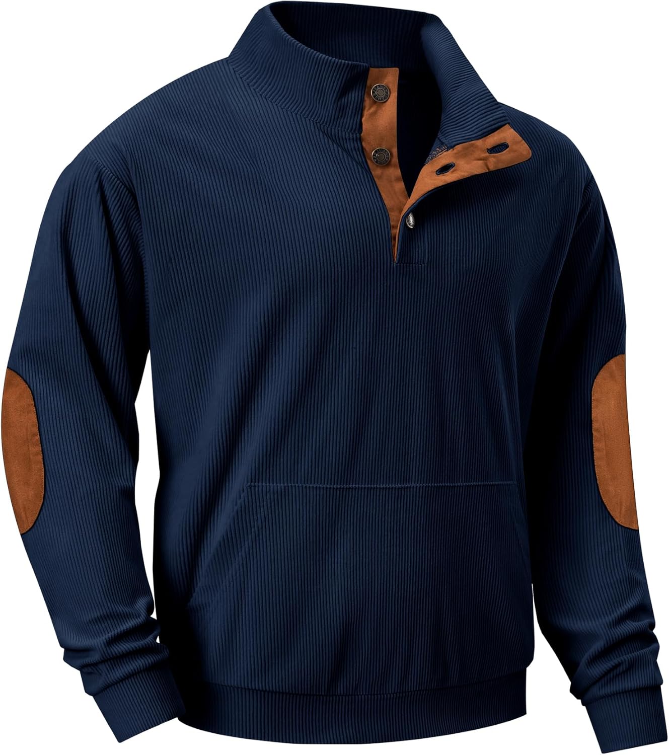 JMIERR Mens Warm Corduroy Sweatshirt with Stand Collar Design