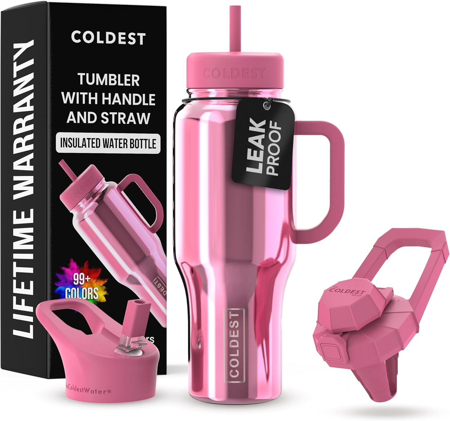 Coldest Tumbler with Handle and Straw - 100% Leak-Proof Design