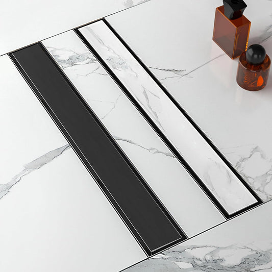 24-Inch Linear Shower Drain with Tile Insert Grate for Bathrooms
