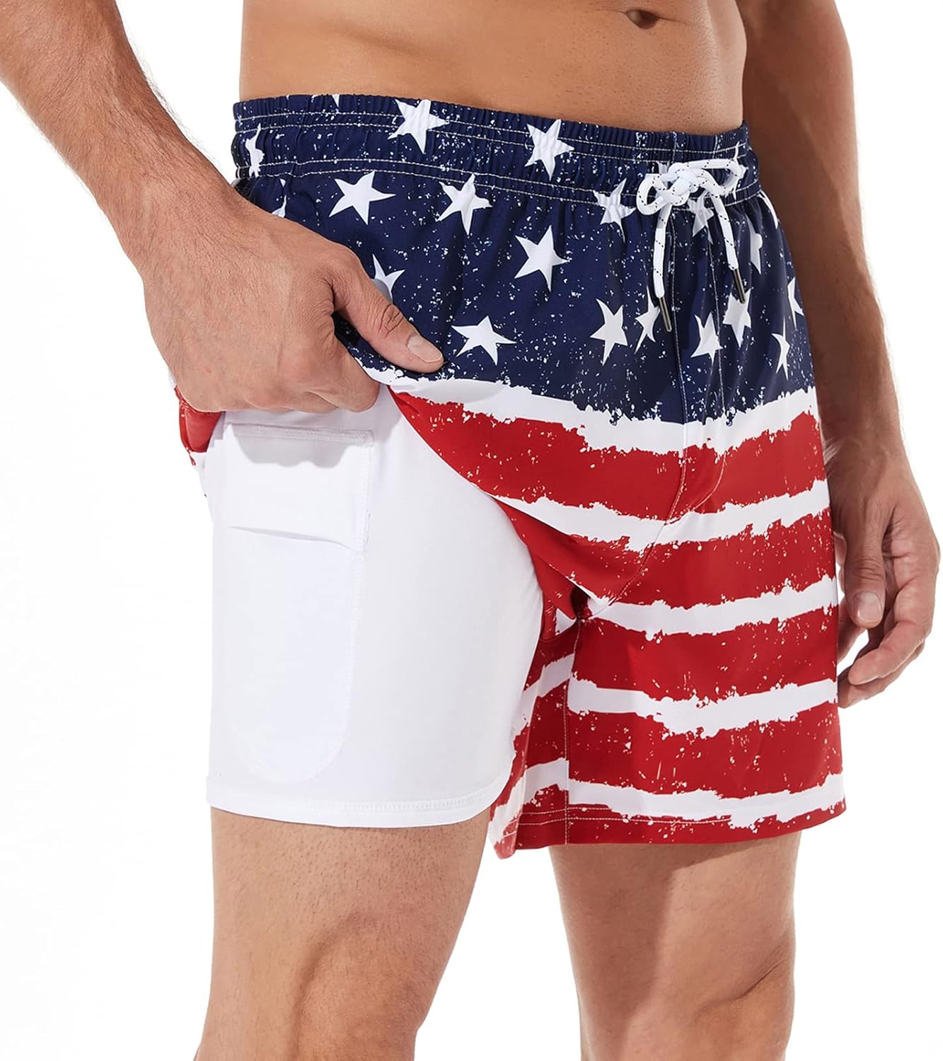 BRISIRA Mens Swim Trunks with Compression Liner for Comfort