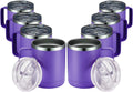 12oz Insulated Coffee Mug Set of 8 - Purple Stainless Travel Tumblers