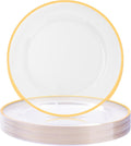 25-Pack Clear Plastic Charger Plates w/ Gold Rim - Elegant Table Decor for Any Event