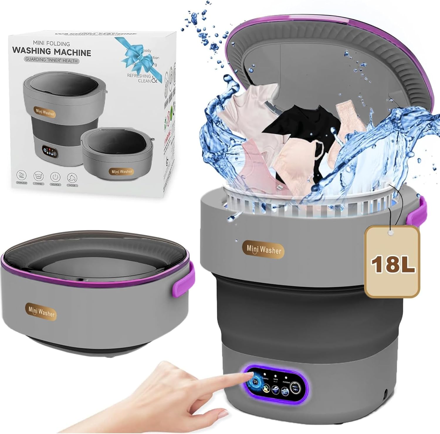 Foldable Mini Washer & Dryer Benustra - 4 Cleaning Modes