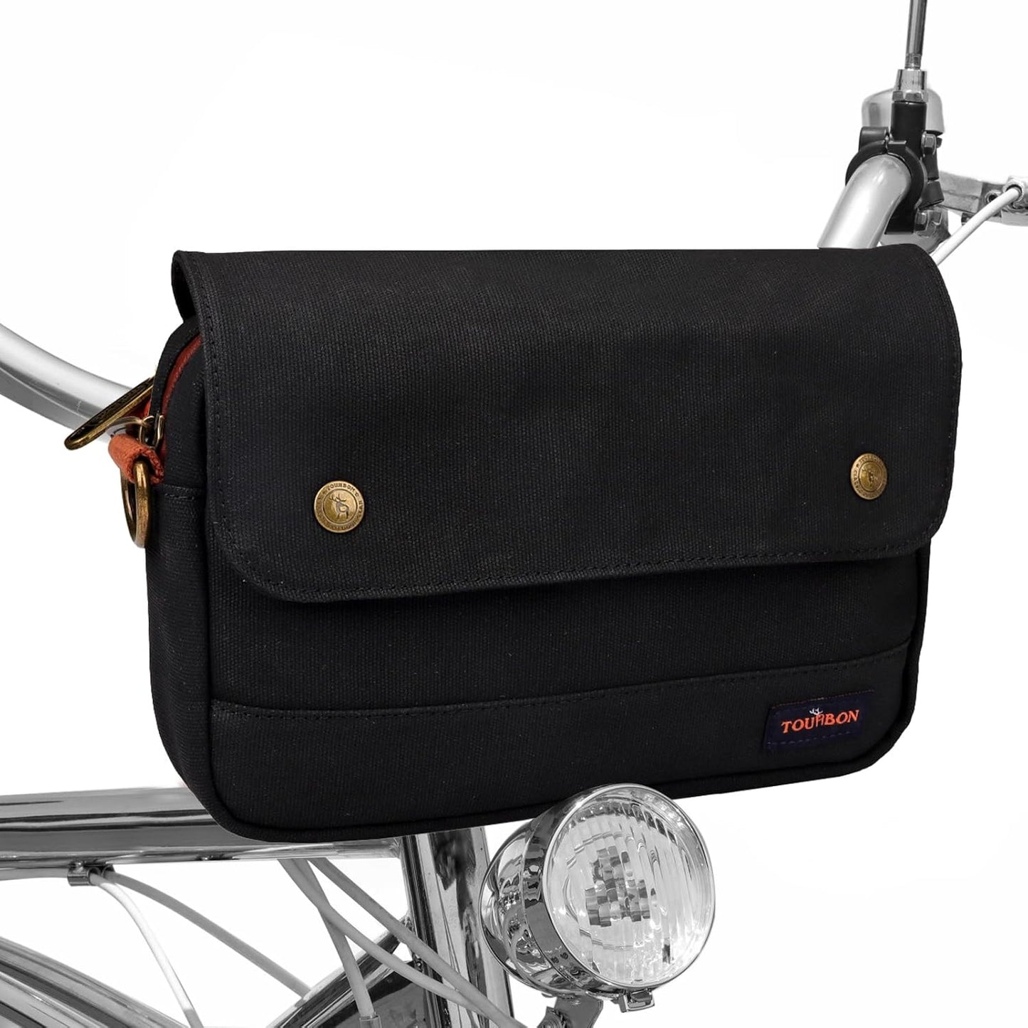 TOURBON Bike Bag Waxed Canvas Handlebar Pouch for Cyclists