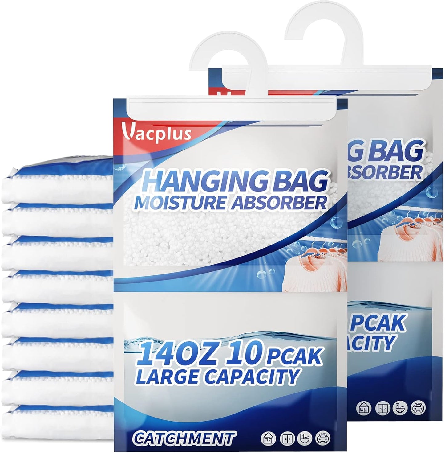 Vacplus Moisture Absorber 10 Pack Portable Dehumidifiers for Closet