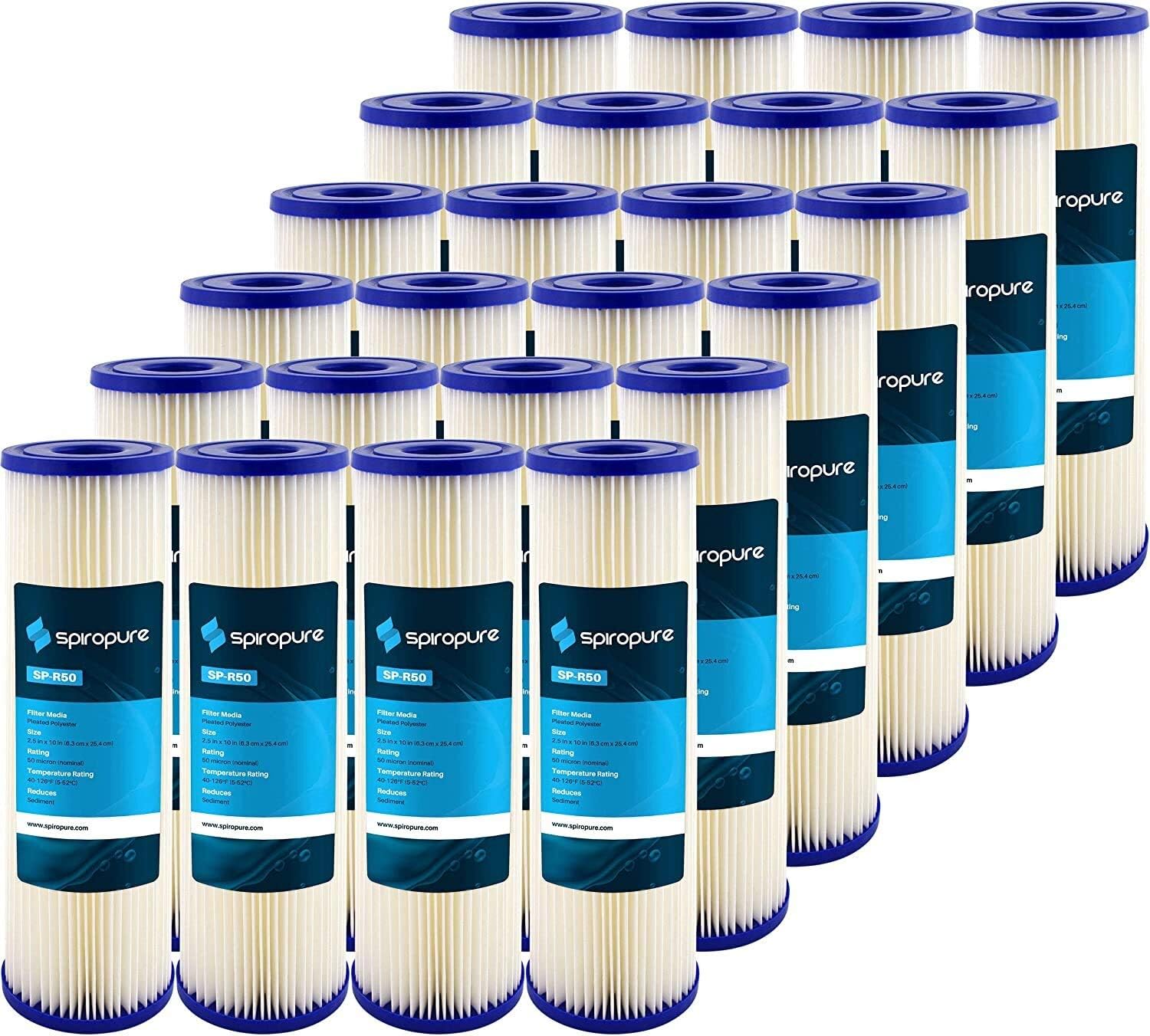SpiroPure SP-R50 10x2.5 50 Micron Pleated Water Filter Cartridge