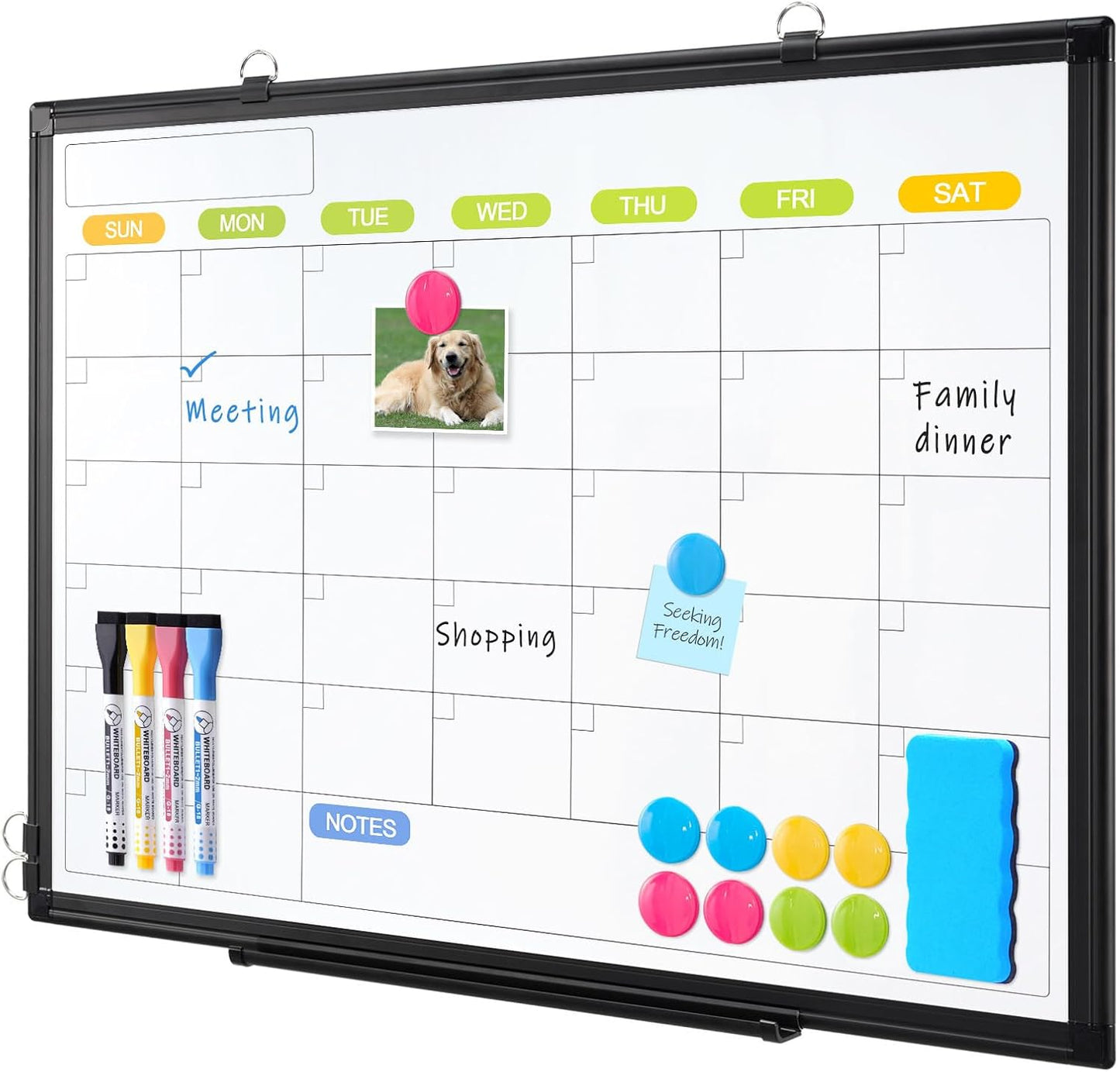 Dry Erase Calendar Whiteboard for Wall - 24x18 Magnetic Board