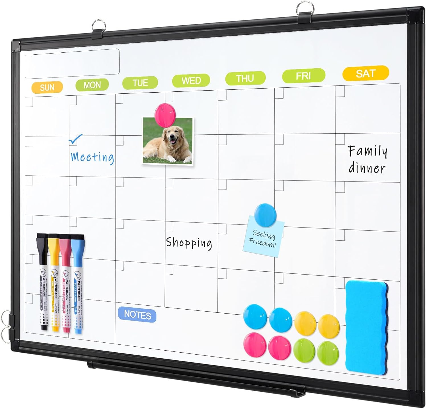 Dry Erase Calendar Whiteboard for Wall - 24x18 Magnetic Board