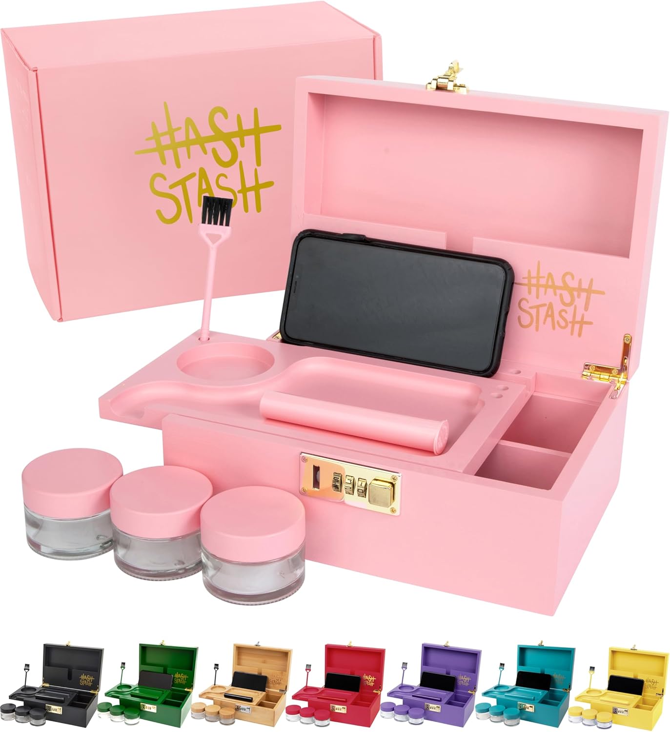 HASHSTASH The OG Storage Box - Stylish Bamboo Lock Box with Tray