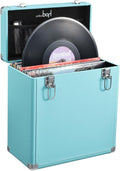 Vinyl Record Storage Box with Lock - Portable 30+ Record Crate