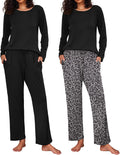 Women's 2-Pack Pajama Set Long Sleeve Soft Sleepwear - Cozy 2-Pack