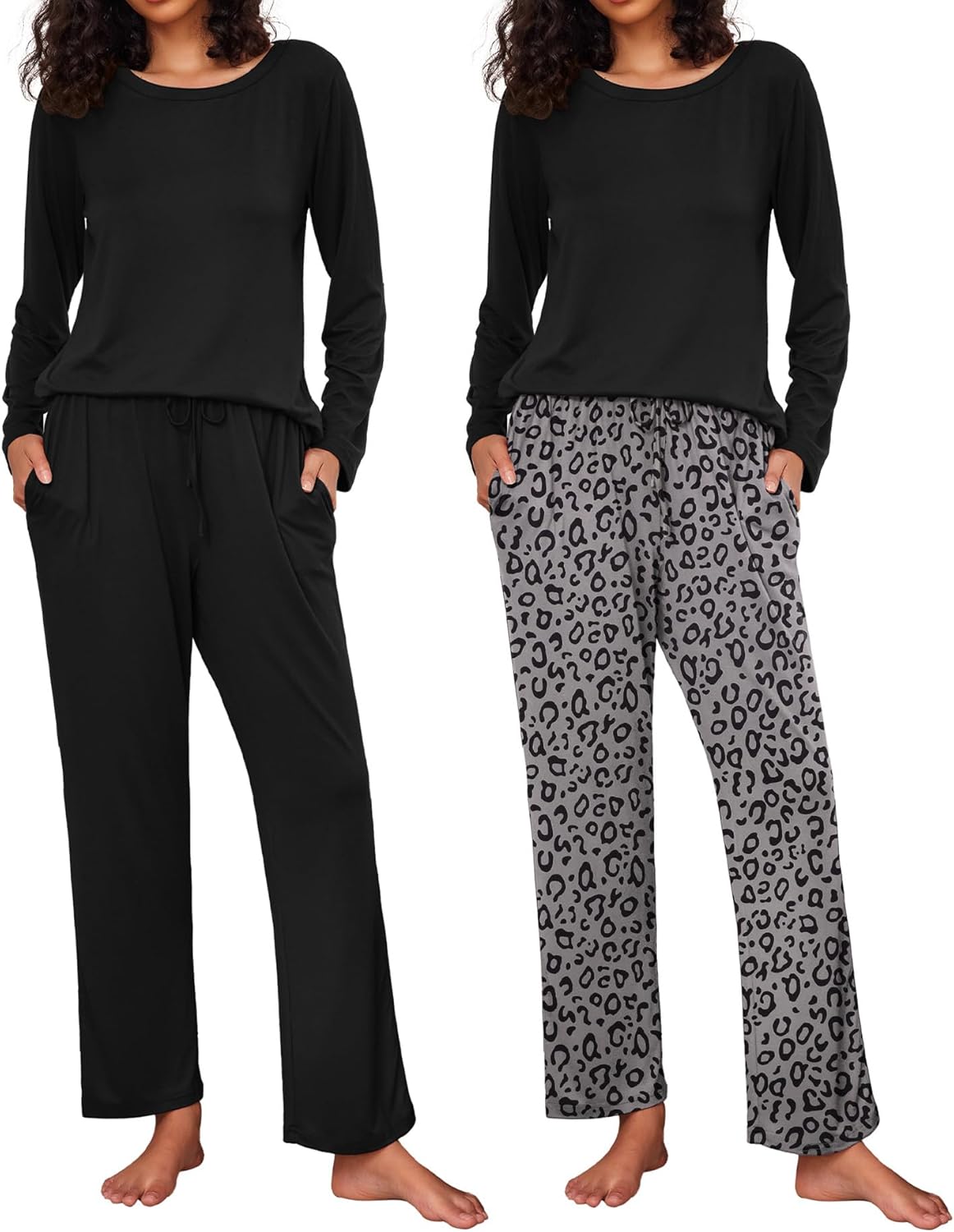 Ekouaer Women's Pajama Set Soft Long Sleeve Sleepwear Loungewear
