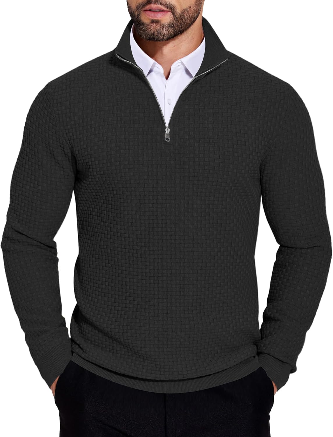 COOFANDY Men's Quarter Zip Sweaters for Stylish Winter Wear