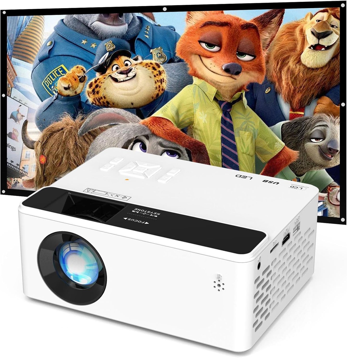 Portable Full HD Mini Projector with Bluetooth Speaker