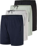 Real Essentials Men's Mesh Athletic Zipper Shorts 4 Pack - Quick Dry