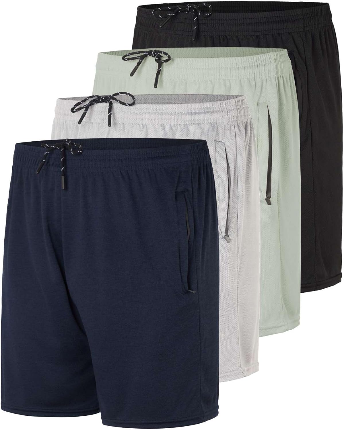 Men's Mesh Athletic Zipper Shorts for Running and Basketball