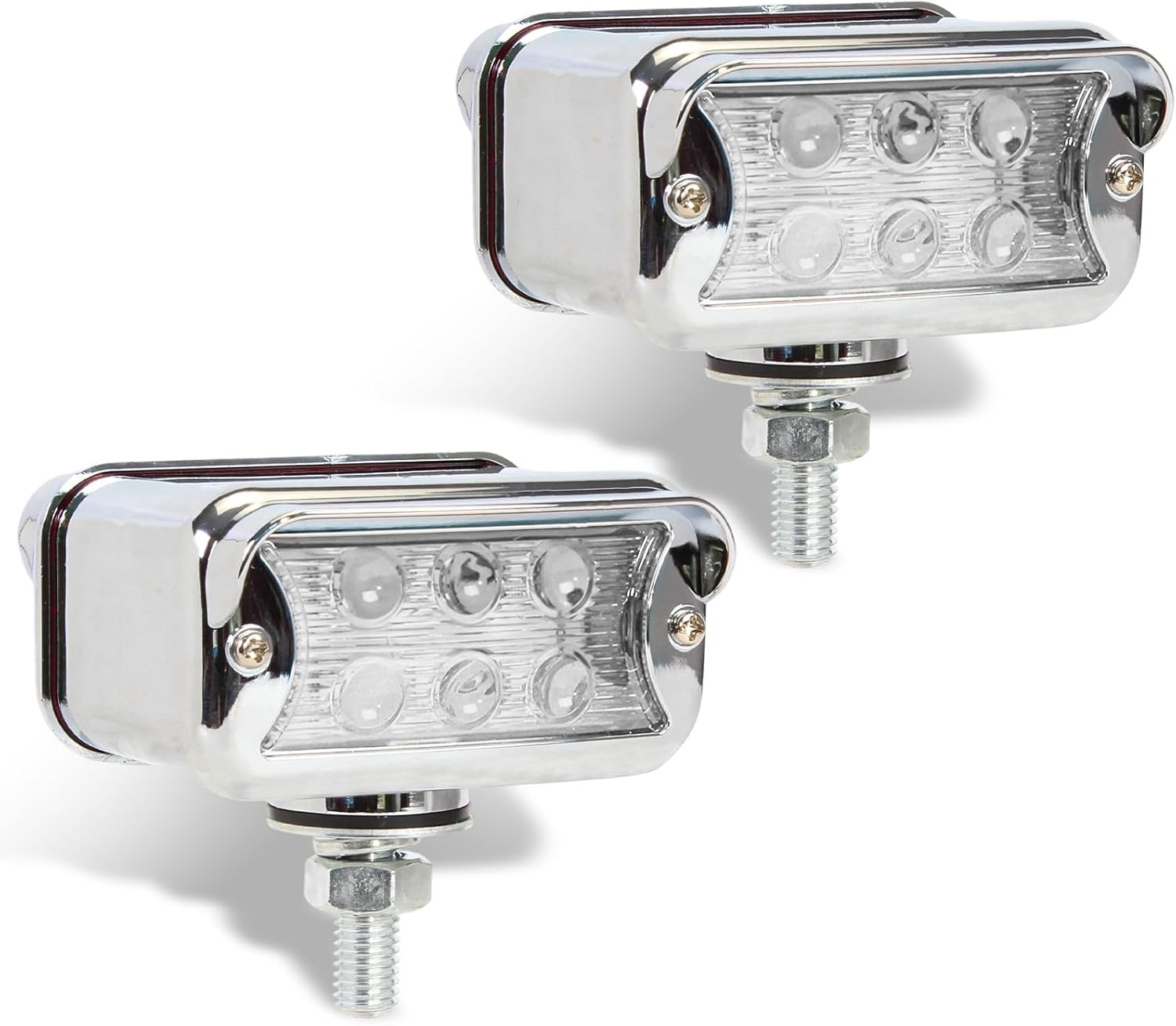 2PCS Pedestal Fender Lights for Trucks with Strobe Amber Red