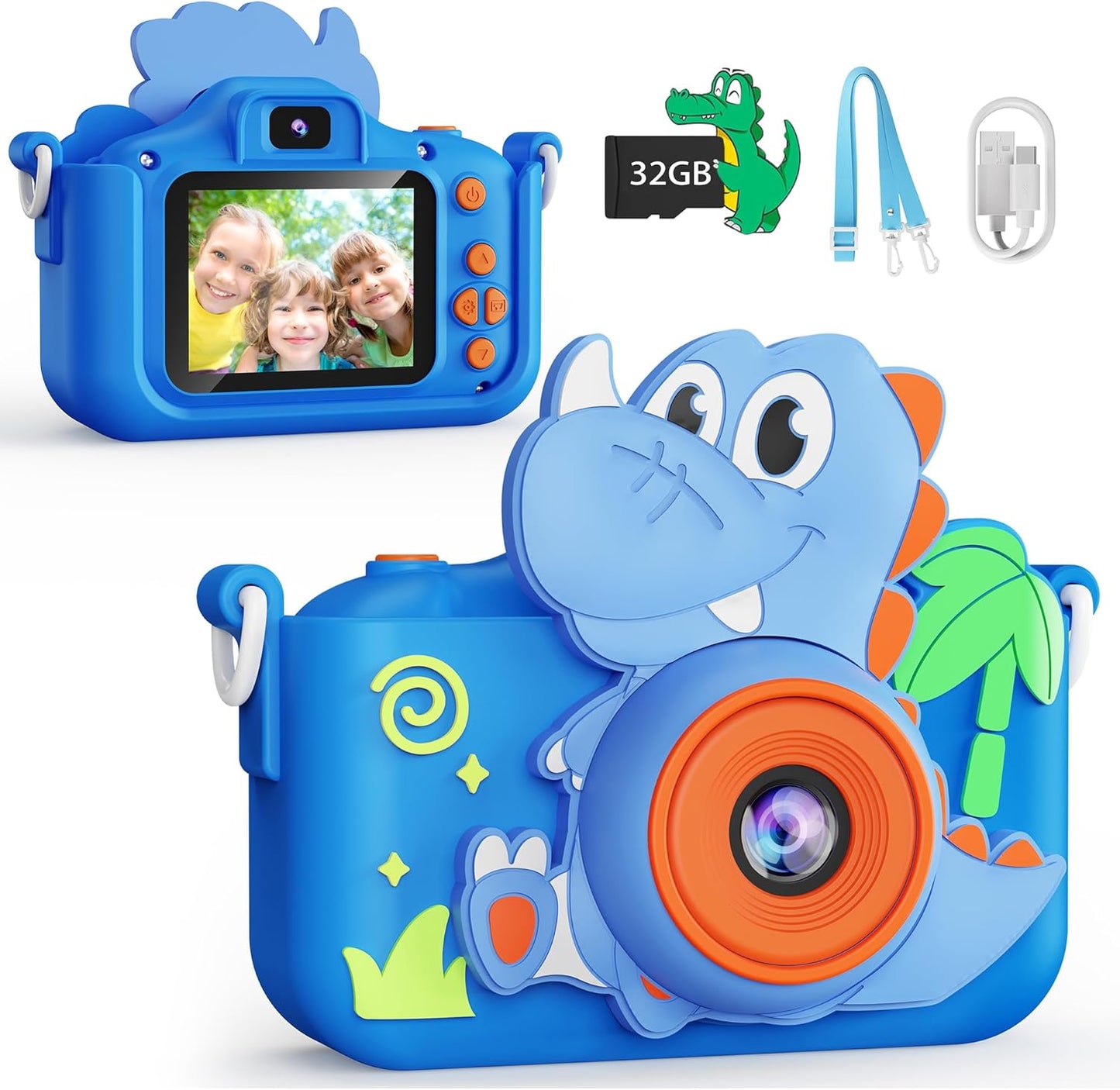 Dino-Cam: 1080P Kids Camera + 32GB SD Card