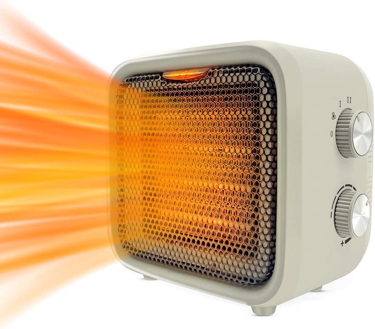 Compact Ceramic Heater, 1500W Portable + Quiet Fan, Thermostat-Controlled
