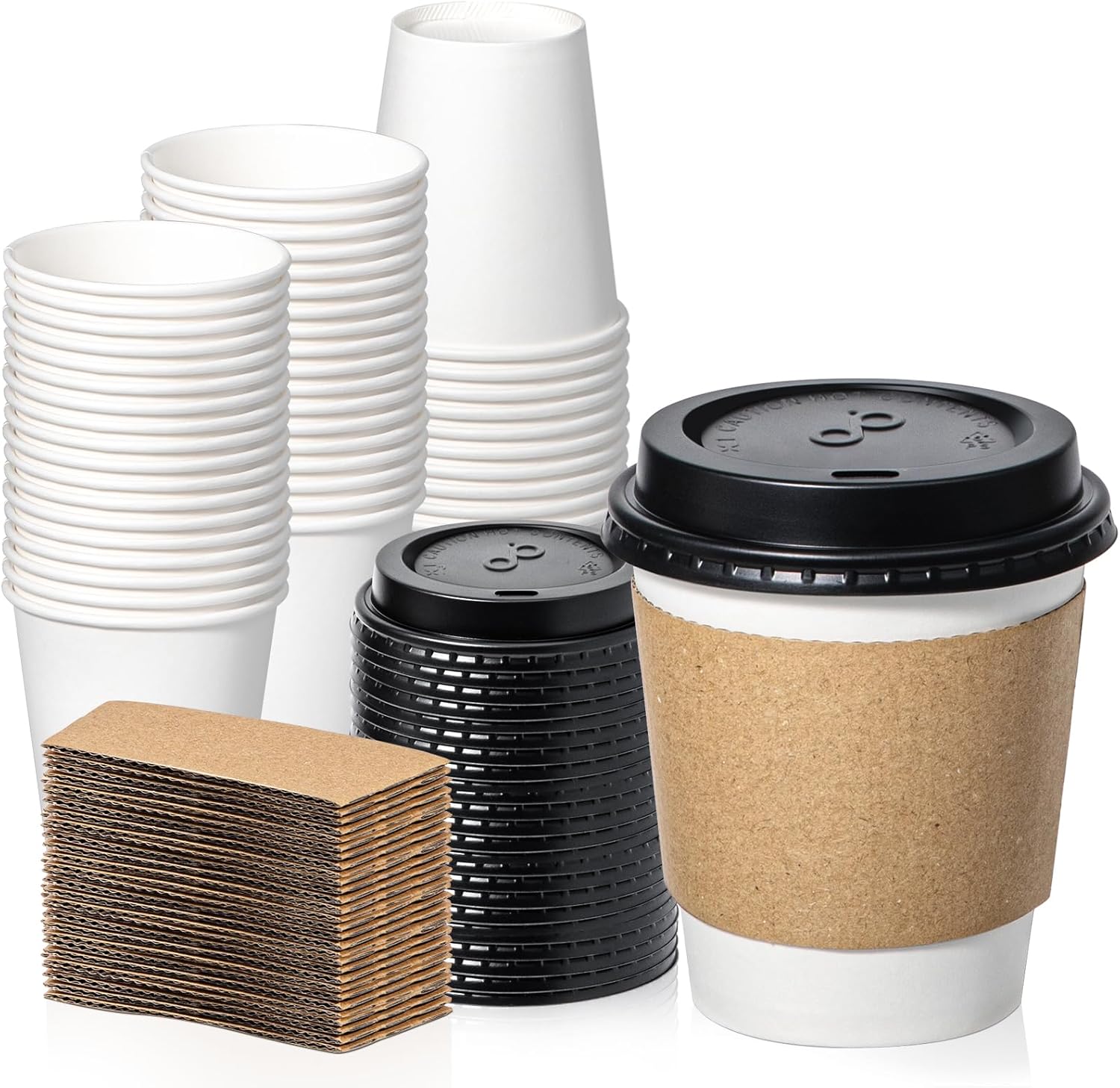 Durable 10 oz Disposable Coffee Cups with Lids for Hot Beverages