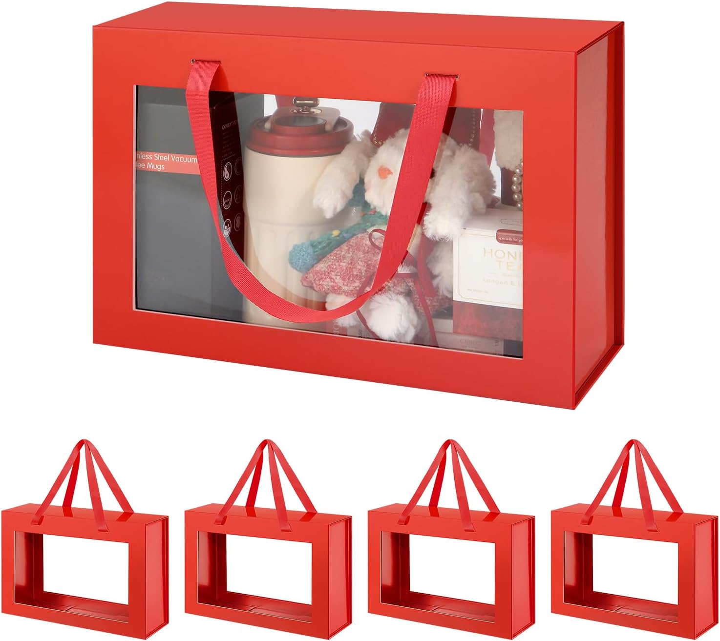 Large Red Clear Gift Boxes with Windows for All Occasions