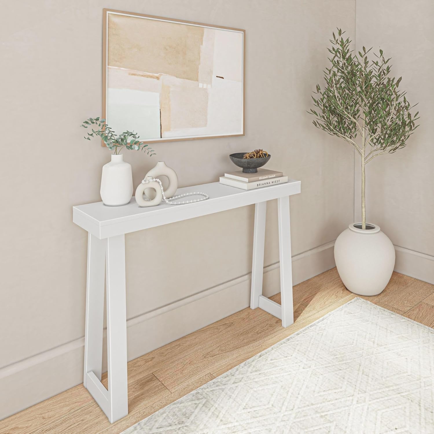 Solid Wood Console Table for Living Room and Entryway Use